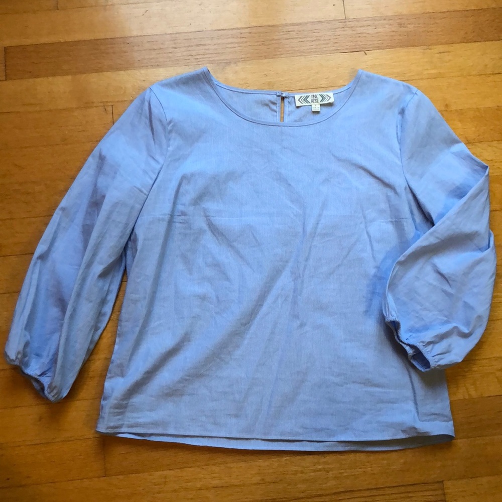 Light blue pin stripe 3/4 sleeve blouse